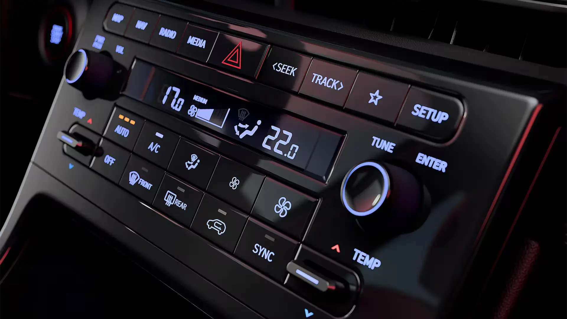 Ar-condicionado automático digital de duas zonas do Novo Hyundai CRETA N Line.