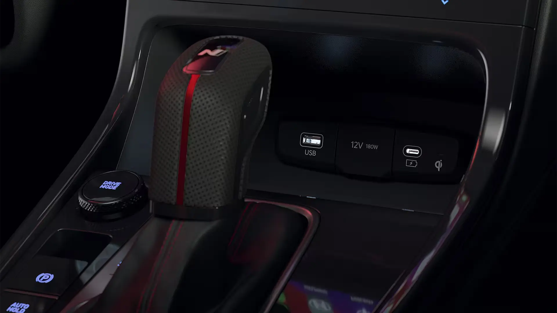 Manopla de câmbio com acabamento de couro Novo Hyundai CRETA.