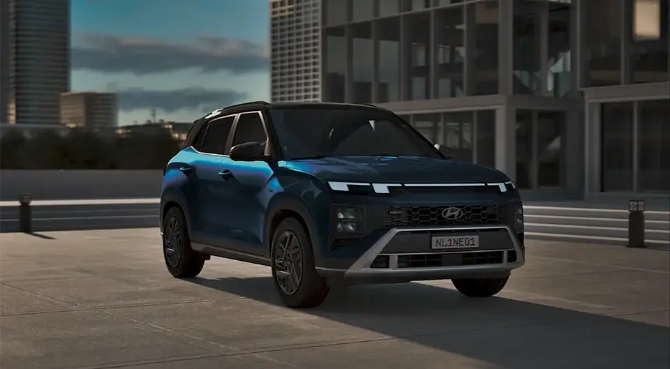 Novo CRETA N Line Azul Sapphire Ambiente diurno