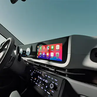 Central multimídia integrada ao painel de instrumentos do Novo Hyundai CRETA.