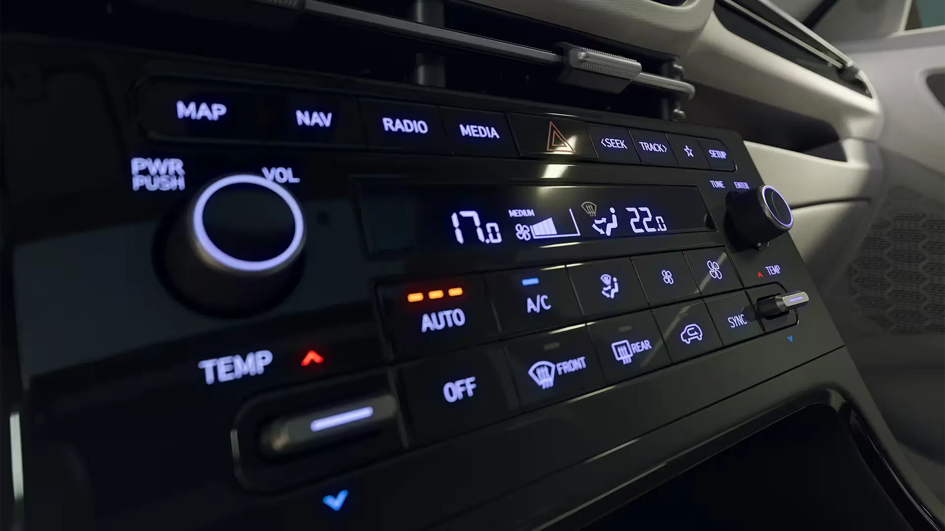 Ar-condicionado automático digital de duas zonas do Novo Hyundai CRETA.